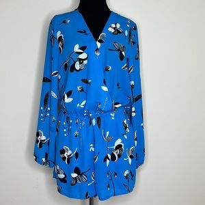 FINN & GRACE Blue Long sleeve Floral Romper S